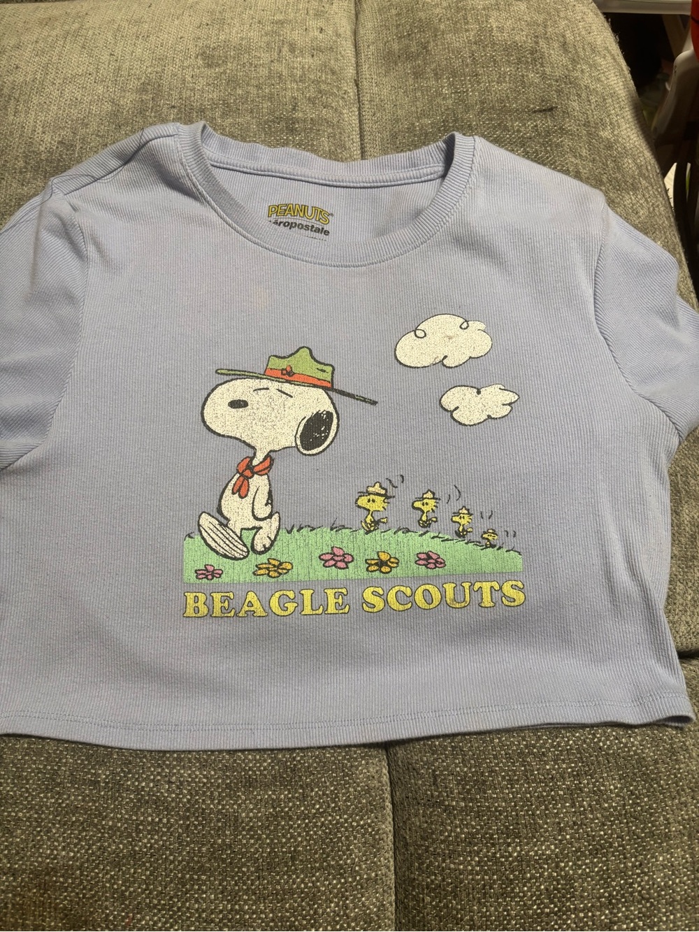 Aeropostale Light Blue Peanuts 'Beagle Scouts' Graphic Tee